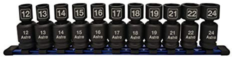 Astro Pneumatic Tool 78244 11Piece 1/2 Drive Nano Pinless Universal Impact Sockets - Metric