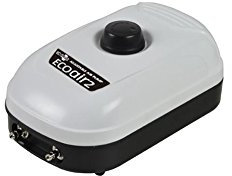 Eco Plus ECOair2 Adjustable Air Pump 126 GPH - 3 Watt with Two Outlets, Grey/Black