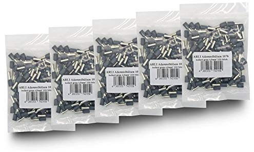 Aderendhülsen isoliert grau 500 x 4 mm² Aderendhülse zum crimpen mit Crimpzange Aderend Press Hülsen Stecker 4,0 mm Hülse kfz Draht Elektro Kabelschuhe ARLI
