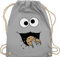 Turnbeutel Rucksack - Karneval & Fasching - Taschen - Keks Monster I Krümelmonster I Cookie Monster Fastnacht I Fasnacht I Fasnet - Unisize - Hellgrau - stoffbeutel kindergarten karnevalsbeutel
