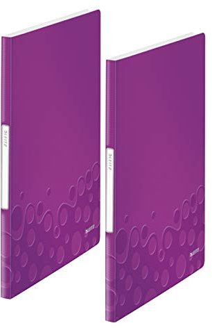 Leitz Sichtbuch wow, A4, PP, 20 Hüllen (violett metallic, 40 Hüllen | 2er Pack)