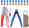 Swpeet - Juego de 14 crimpadoras de cable de compresión, incluye crimpadora de cable y pelacables con 10 conectores de compresión, perfecto para conector coaxial RG59 RG6F BNC RCA Crimper Cable