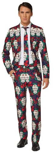 Suitmeister Herren Men Suit Business-Anzug Hosen-Set,Day Of The Dead,M