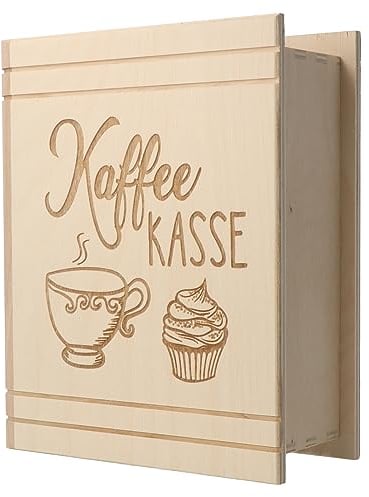 Spruchreif · Spardose Buch aus Holz mit Gravur Kaffee Kasse · Geldgeschenk Sparbüchse · Trinkgeld Kasse für die Arbeit · Büro