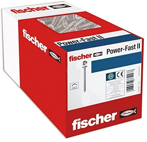 fischer PowerFast II PZF 4,5 x 20, Spanplattenschraube (200 Stk.) mit Vollgewinde, Pan Head mit Kreuzschlitz, Schraube für Holzverarbeitung, reduziert Einschraubwiderstand & Einschraubzeit