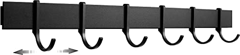 Designfactory Hamburg Utensil Holder | Self-Adhesive Hanging Rail | Kitchen Rack Without Drilling | Hooks for Kitchen Utensils | Modern Design | Matt Black
