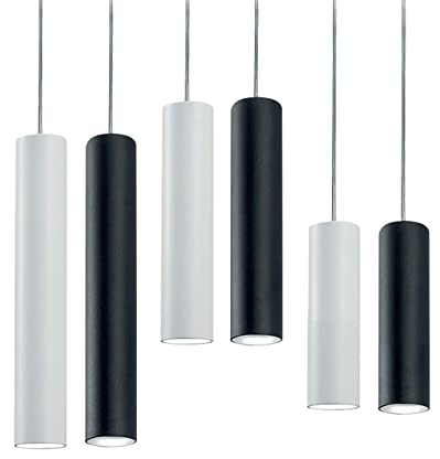 L+ Pendelleuchte Zylinder H30 für die Decke, moderner Sockel GU10, Lampenschirm aus weiß lackiertem Metall Modern H40 cm Weiß