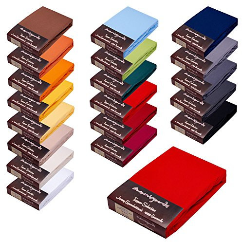 AVANTGARDE Premium Topper - Spannbettlaken - 140x200-160x220 cm - extra niedriger Steg - für Boxspringbett - Topperauflage - Spannbetttuch Jersey Baumwolle (10 Rot, Topper 140x200cm - 160x220cm)