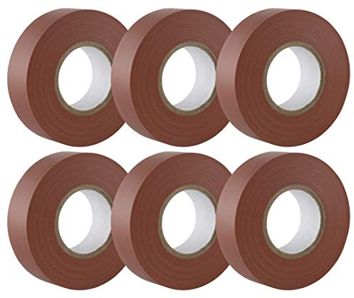 GTSE - Cinta aislante marrón de 19 mm x 20 m para instalaciones eléctricas - Autoadhesiva y resistente para proteger, agrupar y reparar cables - 6 Rollos