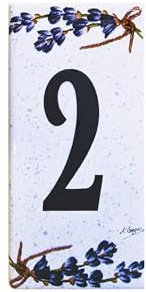 Grenadine Boutique chiffres de porte en céramique décoration lavande dimensions 11 x 5,5 cm Bagno (chiffre 2)