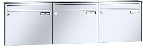 RENZ/Basic B / 3er Aufputz-Briefkastenanlage Wand-Briefkasten / V4A-Edelstahl/Volumen 12 L/Dein-Briefkasten.de