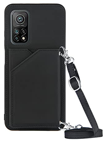 PekaTech Handykette Hülle für Xiaomi Redmi 9C / Redmi 10A PU Leder Handytasche mit Band Kartenfach und Geldbörse Braun, Schwarz, Xiaomi Mi 10T / 10T Pro