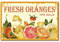 CREATCABIN Oranges Fraîches Signe D'Étain Vintage Métal Signe D'Étain Rétro Fer Affiche Peinture pour la Maison Bar Café Cuisine Restaurant Décoration Murale, 8 x 12 pouce
