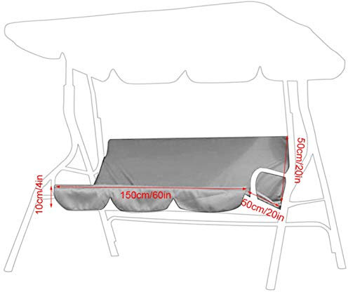 Socobeta Swing Seat Cover Swing Cushion Easy to Clean for Patio for Yard(grey, 12)
