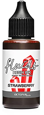 Octopus Fluids Resin Ink STRAWBERRY, Alcohol Ink für Epoxidharz und UV-Resin, Resin-Farbe, Harz-Farbe rot, 30 ml