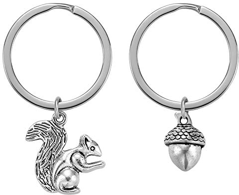 TENDYCOCO 2pcs Eichhörnchen und Tannenzapfen Design Schlüsselanhänger 3D Schlüsselringe Schlüsselhalter Handwerk Ornamente Valentinstag Giftt