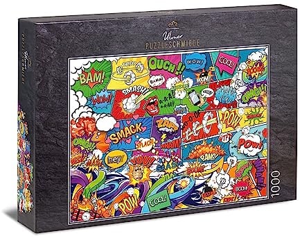 Ulmer Puzzleschmiede - Puzzle Boom! - Klassisches 1000 Teile Puzzle - originelle Comic-Wallpaper-Illustration - bunter pin-up-Stil für Junge & junggebliebene Puzzler