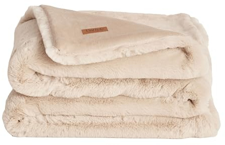 UnHide Marshmallow – Kunstfelldecke – schwere, extra weiche Decke – aus recycelten Materialien – maschinenwaschbar – Queen-Size-Größe (152,4 x 203,2 cm) – Beige Bär