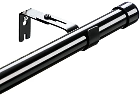 HARRMS Gardinenstange Schwarz Ausziehbar, 76-157cm, Verstellbare Vorhangstange Metall, Scheibengardinenstange 1 läufig mit Halterungen und Endstücken für Schlafzimmer, Wohnzimmer