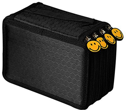 Youyijia Großformatiges Federmäppchen Satch Mäppchen groß Schlamperbox Taschenbeutelhalter Schreibwaren Schreibtisch Organizer mit Trennfach Reißverschlussfach für Kinder Erwachsene (Schwarz)