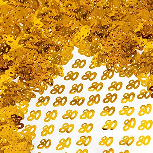 80. Geburtstag Jubiläum Konfetti,1000pcs Konfetti 80 Geburtstag Deko Gold, Tischdeko Deko 80.Geburtstag Mann Frau,Glitzer Konfetti 80 Jahre für Jubiläum Partydekorationen