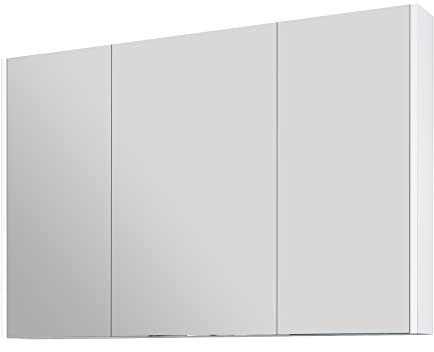 Bathroom Cabinet with Mirror 3 Doors Wall Mounted Storage Cupboard Unit with Adjustable Shelves for Bathroom Shower Room, Living Room, Laundry Room, Mudroom, White