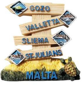 Guidepost Style Malta Refrigerator Magnet Travel Souvenir Fridge Decoration Magnetic Sticker Hand Painted Craft Collection