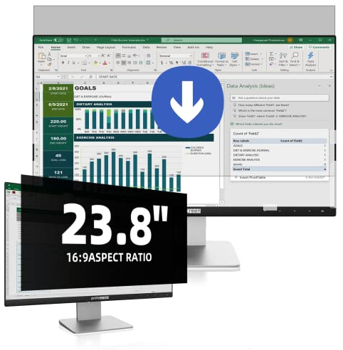 Computer Monitor Sichtschutz 23.8 Zoll Seitenverhältnis 16:9, Anti Blaulicht Blendschutz Displayschutz, Abnehmbarer Blickschutzfolie Sichtschutzfilter Kompatibel mit Lenovo/HP/Dell/Acer/Samsung/Asus