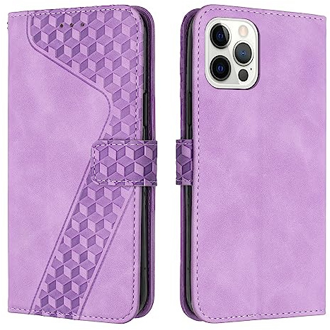 YIRRANZD Custodia per iPhone 12 PRO Max, Cover a Libro in Pelle PU con Slot Cart e Silicone TPU Bumper, Flip Caso Portafoglio Cover per iPhone 12 PRO Max (Viola)