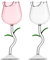 RXMORI Lot de 2 verres à cocktail en forme de rose, verres à vin rouge créatifs en forme de fleur avec feuilles réalistes pour mariage, bar, fête