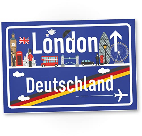 DankeDir! London Deutschland Ortsschild - Schild 30 x 20 cm - Geschenk Idee Gutschein Reise Urlaub Reisegutschein Männer & Frauen Geldgeschenk Abschiedskarte Geschenkidee Deko Karte