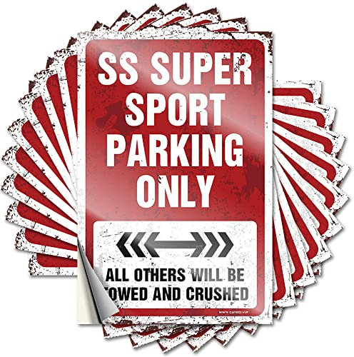 Inappropriate Stickers Ss Super Sport Parking Only lustiger Aufkleber, 10 Stück, lustige Auto-Aufkleber (Größe: 8 x 12 cm)