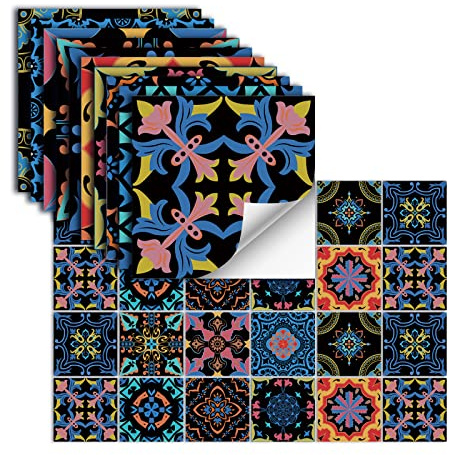 24 Pezzi Adesivi Per Piastrelle Vinile Autoadesivi Adesivi Murali Impermeabili Per Cucina Bagno Piastrelle Parete Camino Armadio Decorazione Adesivi,Hz-30,20x20 Cm