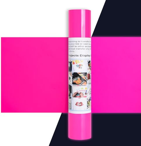 IModeur PU Plotterfolie Textil Rosa Neon - 30,5 x 275 cm Flexfolie für Cricut Maker, Silhouette - Fluoreszierend Textilfolie für Kleidung, Mützen, Hosen, Andere Stoffe
