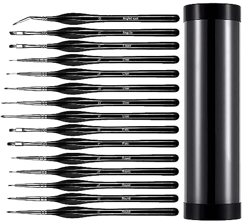 Pennelli per Dipingere 15 Pezzi, Set Di Pennelli per Dettagli Fini, Acquarello, Miniatura, Modello di Pittura in Scala, Linea di Disegno e Nail Art