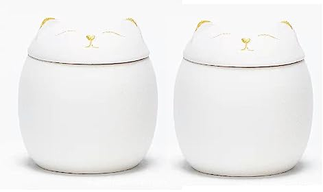 JTBDWOSK 2pc Gewürzglas Teedose Keramik, Katze, niedliche Katzen-förmige Teedosen Teedosen mit Deckel für Tee, Gewürze Flaschen,1