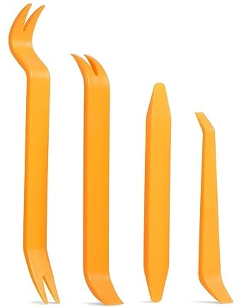 Diboniur Outil Demontage Garniture Voiture, Lot de 4 Outils Plastique Dur pour Voiture Radio Audio Garniture Intérieure Dash Tableau de Bord, orange