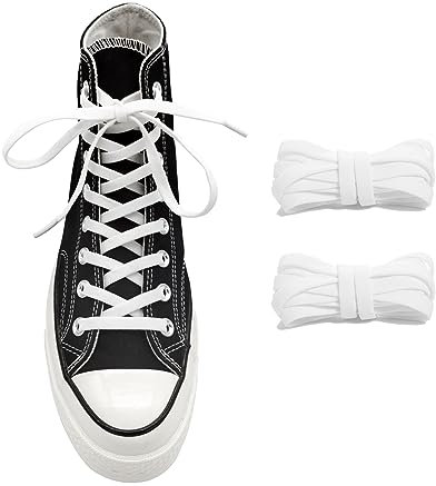 UamGlsob Cordones elásticos de repuesto para Converse Altas, de 8mm ancho cordones zapatos planos elásticos para Vans sneaker, Shoe Laces (White, 36''/92cm)