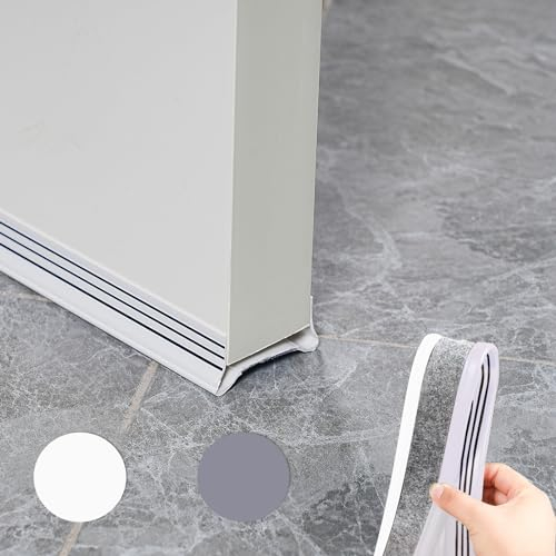 Lollanda Türdichtung Zugluftstopper Selbstklebend Schallschutz, Türbodendichtung Zugluftstopper für Türen mit Filz, Dichtungsband für türen selbstklebend Kälteschutz (Weiß)