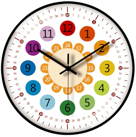 SPORWAY Wanduhr für Kinder Wanduhren: Wanduhr Ohne Tickgeräusche Lernuhr Kinder Wanduhr Modern für Jungen Mädchen, Wanduhr Kinderzimmer Lautlos für Schlafzimmer Küche Wohnzimmer 30 cm