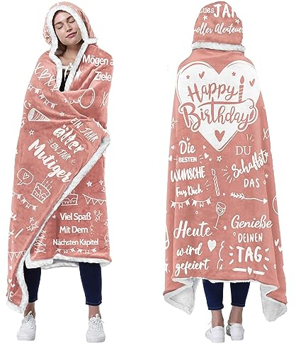 Geburtstagsgeschenke für Frauen, Decke mit Ärmeln Geschenke zum 18 Geburtstag Mädchen, Kuscheldecke mit Ärmeln für Frauen Beste Freundin Schwester Frau Geschenke Zum Geburtstag