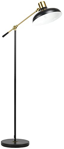 HOMCOM Stehlampe, Höhenverstellbarer Standlampe, 40 W schwenkbar Stehleuchte, Bogenlampe, Leselampe mit E27 Sockel, für Wohnzimmer, Schwarz, exkl. Leuchtmittel