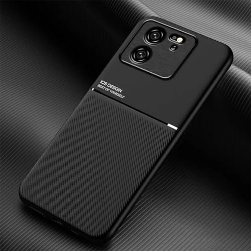 COMAKU Coque pour Xiaomi 13T / 13T Pro 5G Ultra-Mince PU +TPU Silicone Texture Antidérapante et Antichoc Housse Coque -Noir