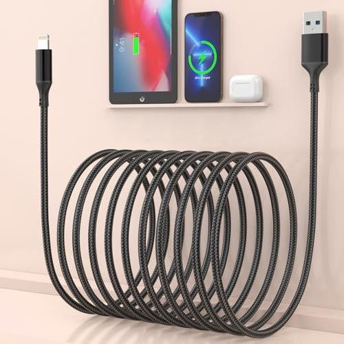 iPhone Charger 16ft MFi Certified Lightning USB Cable, Fast Charge & Sync for Apple iPhone 14, 13, 12XTX 876SE iPad