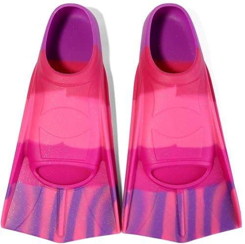 Azuunye Kinder Schwimmflossen,Kurze Flossen 100% Silikon Schwimmflossen für Training und Lap Schwimmen für Kinder Erwachsene Small