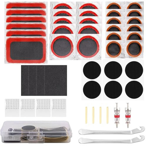 YITULOU Bike Puncture Repair Kit, 50 Pcs Bike Tyre Repair Kit with Crowbar, Puncture Repair Patches for Mountain/Road Bike or Commuter Bikes