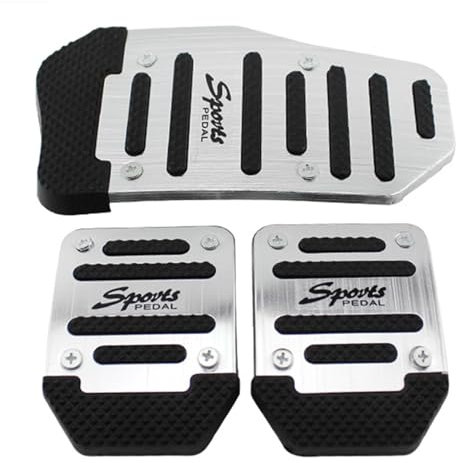 Auto-Fußpedale,Fußpedal Pedalkappen,Auto Pedale Abdeckung,Aluminium Auto Pedal Abdeckung,Rutschfeste Bremsfußpedale,Auto-Beschleuniger Gas Bremspedal Kupplungspedal,Auto Pedal Set,Silber