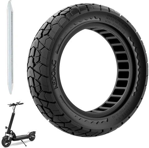 OUXI 10x2.5 Off Road Reifen für Ninebot F20/F40/G30/mi4 ULTRA/mi4,10 Zoll Vollgummireifen 60/70-6.5 mit Montagewerkzeug für Elektroroller, 10 x 2.5'' Scooter Ersatzräder für vorne(Schwarz 1Stück)
