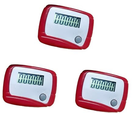 3Pcs Portable Counter Mini Digital LCD Pedometer Sports Walking Running Step Counter Meter Walking Distance Miles,Exercise Time, Calorie Counter, Daily Target Monitor,Electronics and Gadgets,Red