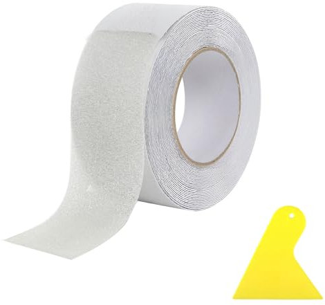 Getyjoe Bande Antidérapante Escalier 15m x 5 cm Ruban Adhésif Antidérapant Transparent Bande de Sécurité Autocollant pour Intérieur et Extérieur Carrelage Bois Marchettes Piscine Douche - PVC